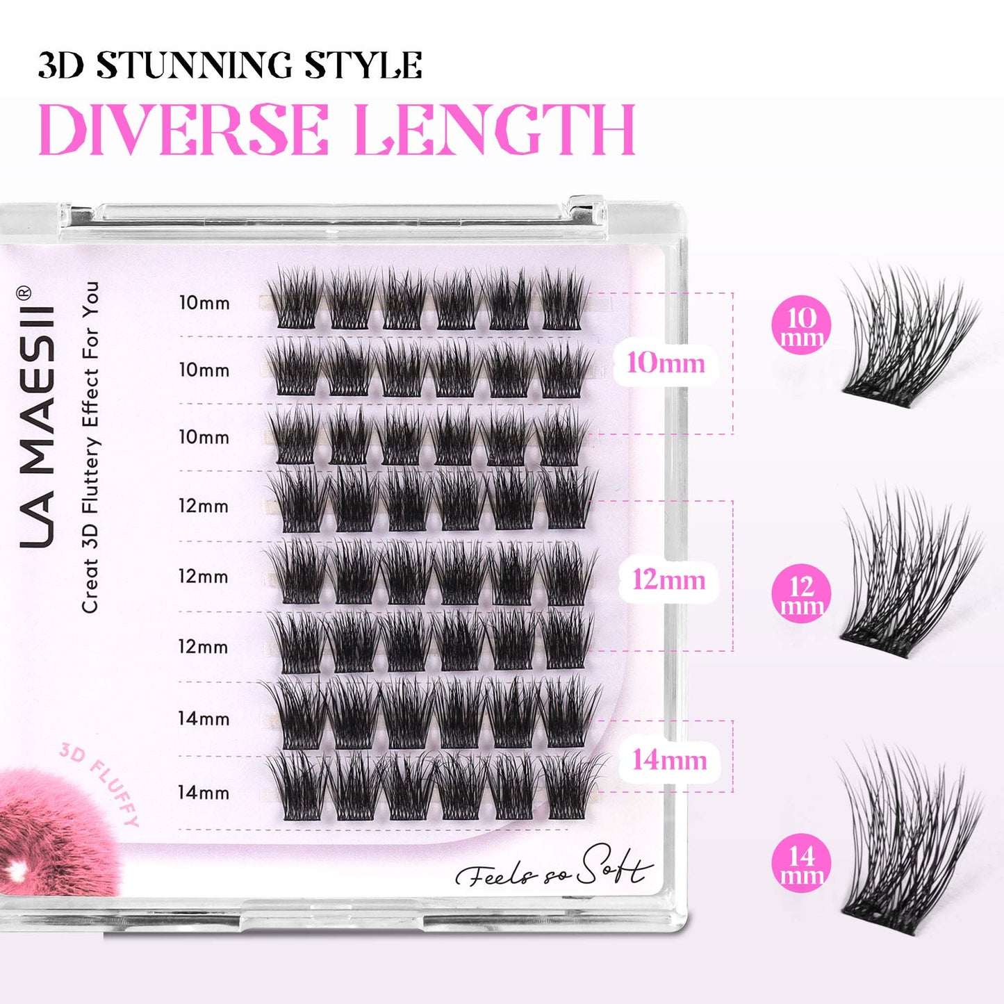 Lash Clusters Kit 10-14mm Lashes with Lash Glue & Applicator Soft Thin Band (01-Kit)