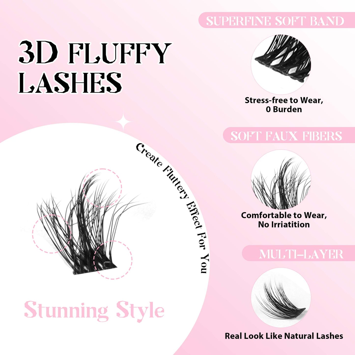 Lash Clusters 10-14mm Multi-layer Lashes Soft Thin Band Reusable (06)
