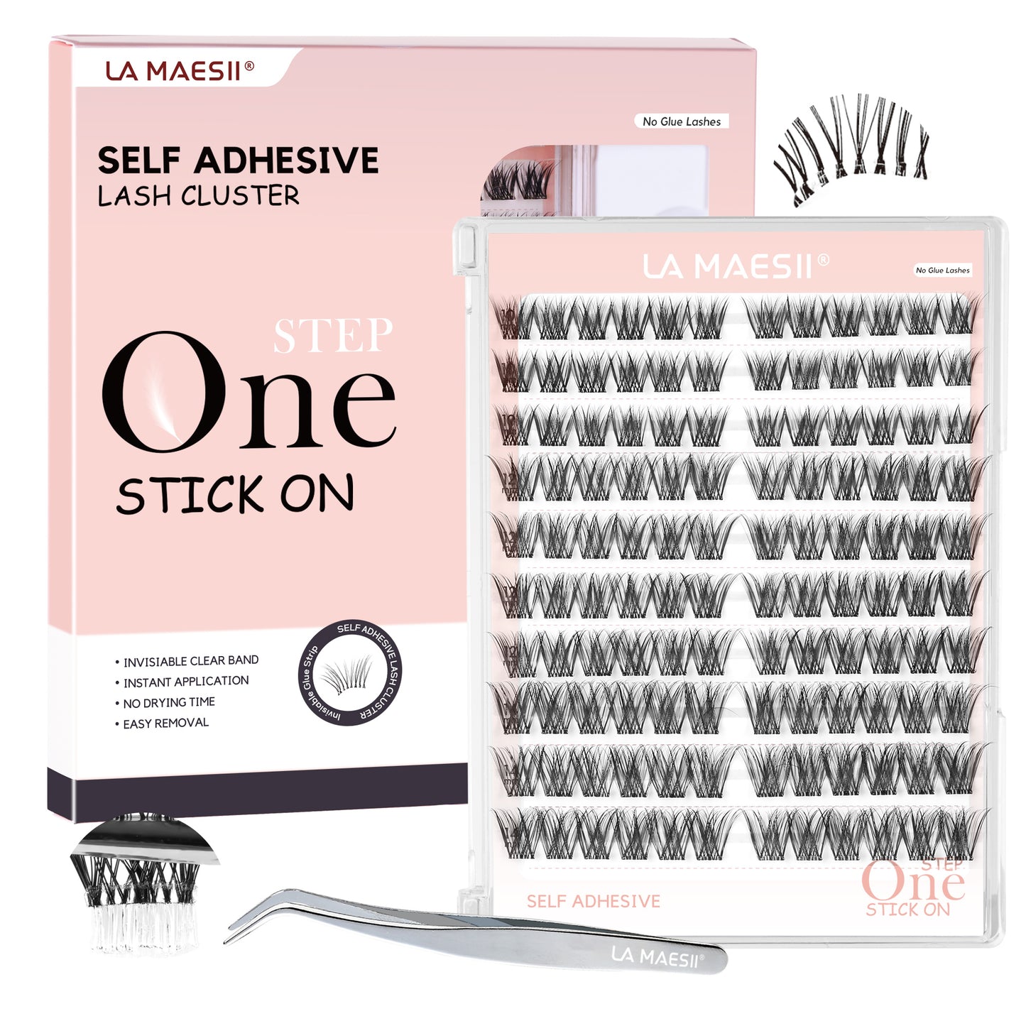 Self Adhesive Eyelashes, 120Pcs Clear Band Lash Clusters (SC133)