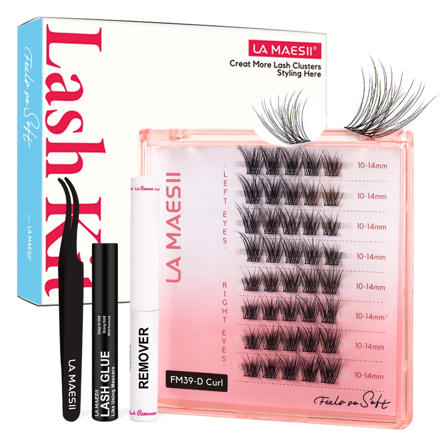 Lash Clusters Kit, with Lash Glue Remover Applicator DIY at Home(Cat Eye-D-Kit)