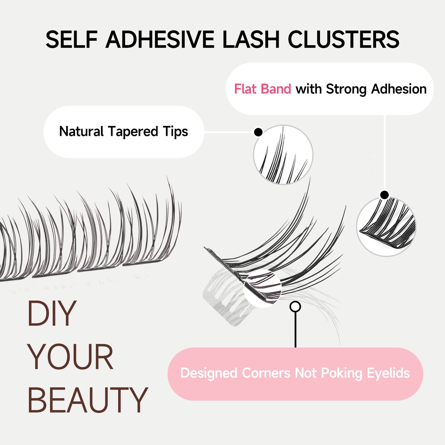 Self Adhesive Eyelashes Kit, No Glue Needed (Natural Wipsy)