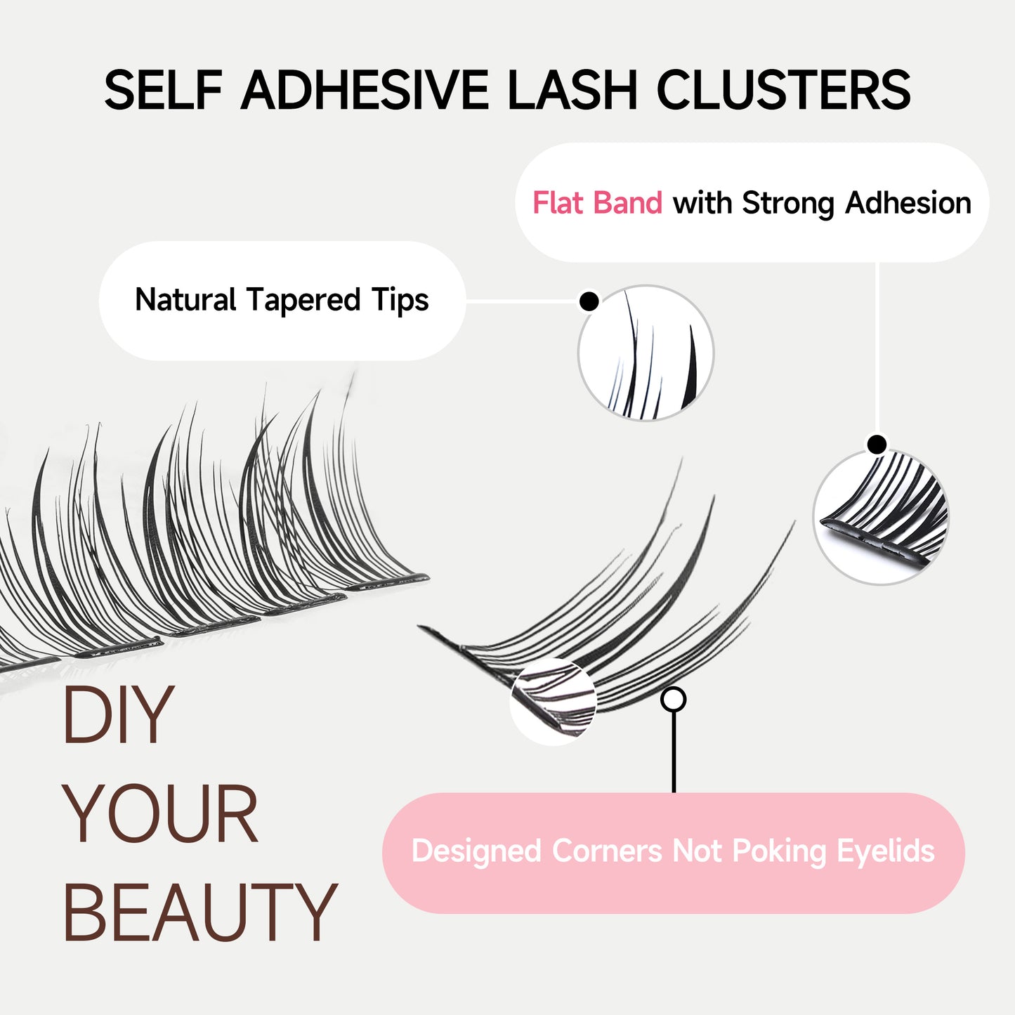 Self Adhesive Eyelashes Kit, No Glue Needed (Hybird)
