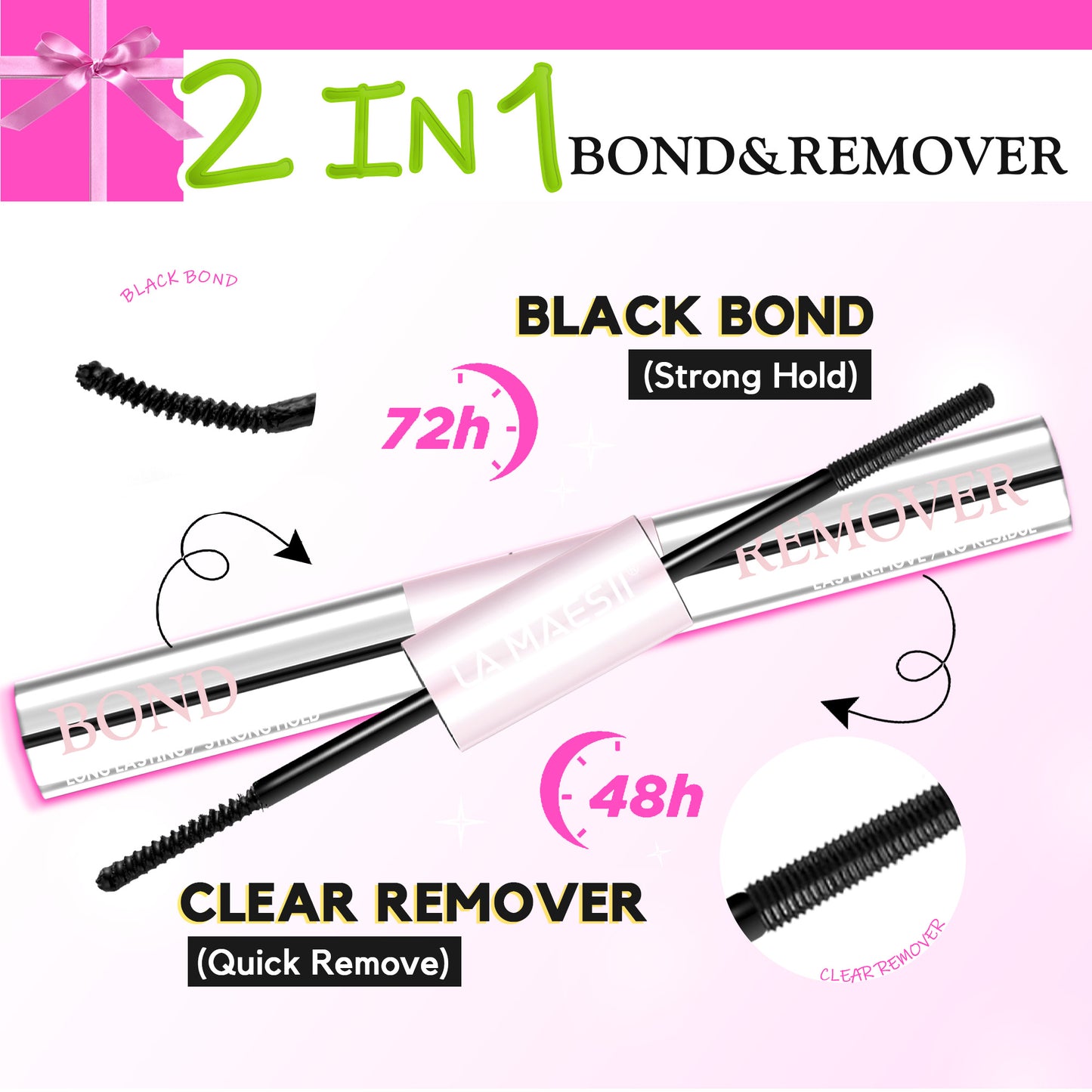LA MAESII Lash Bond and Remover, 2 in 1 Lash Cluster Glue and Lash Remover for Eyelash Clusters