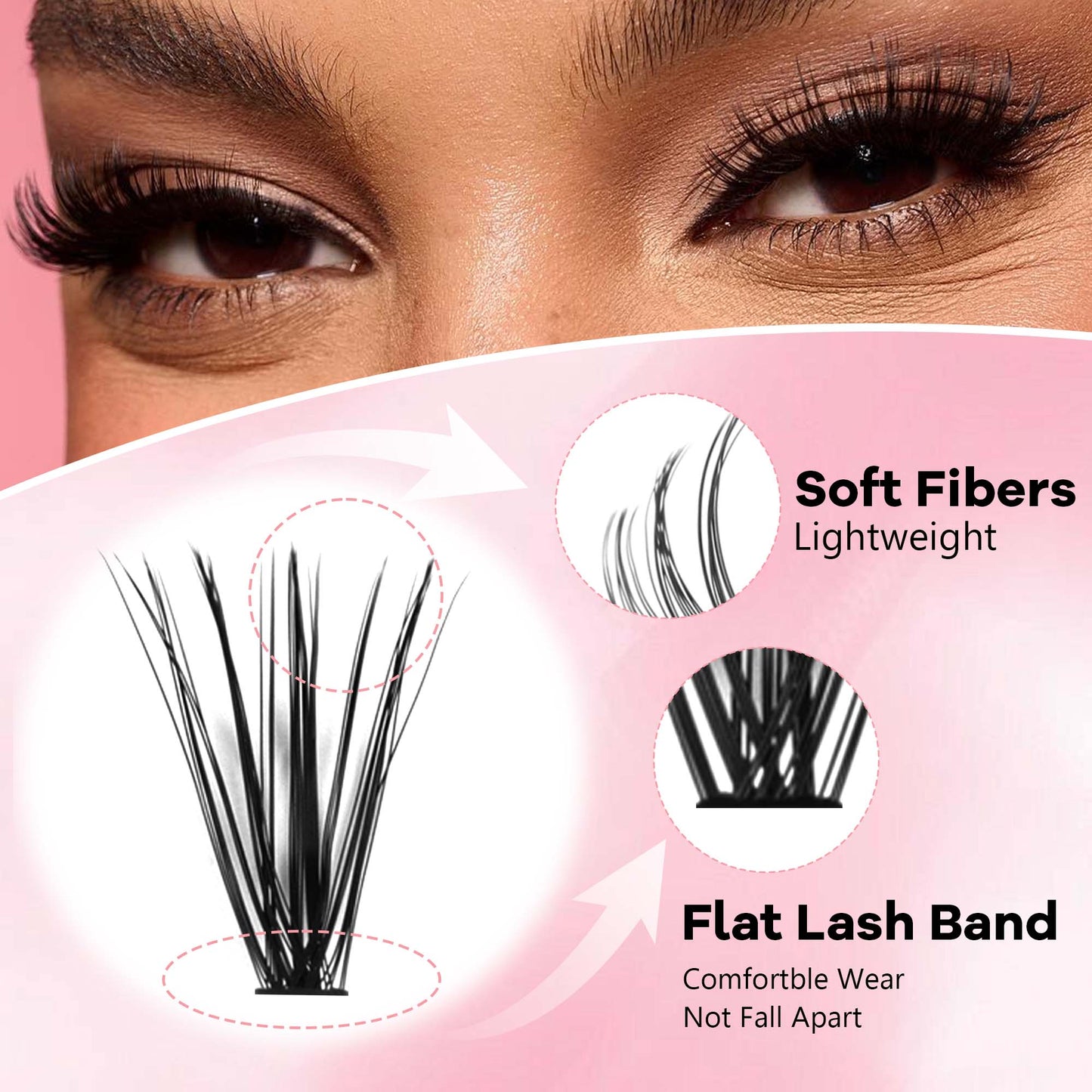 Lash Clusters 10-16mm Faux Mink Lashes Flat Band Reusable (30D)