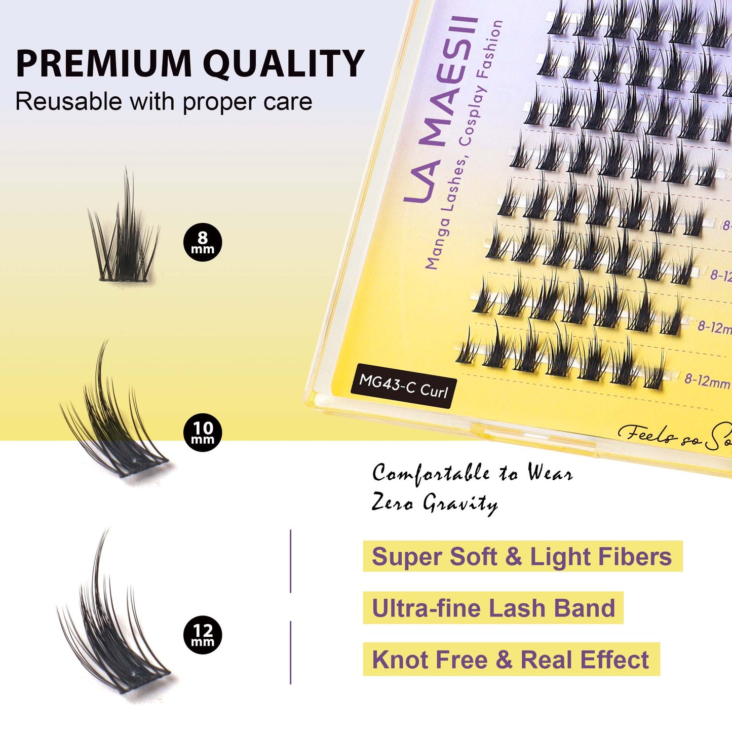 Lash Clusters Kit, with Lash Glue Remover Applicator Home DIY(Manga-Kit)