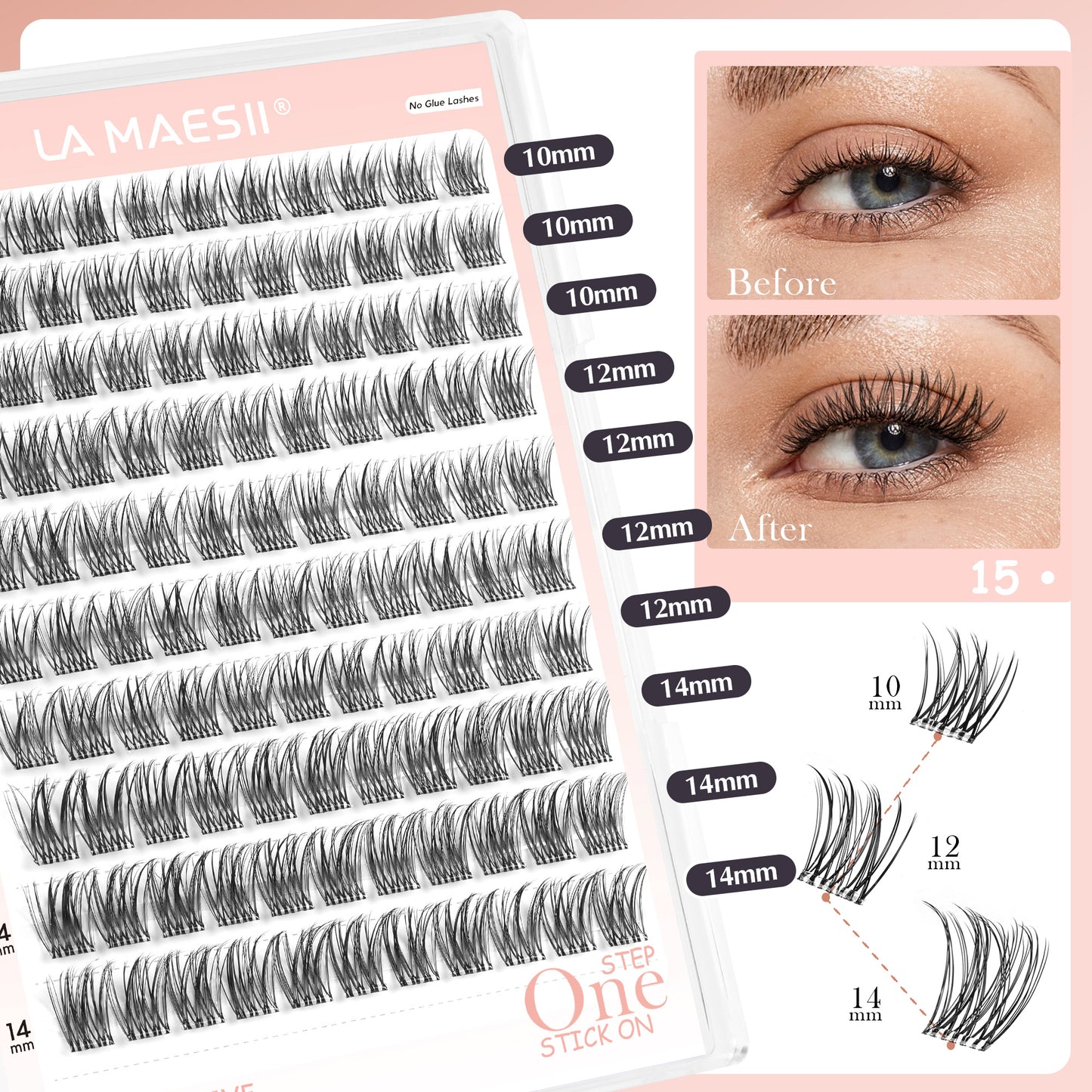 Self Adhesive Eyelashes, 112Pcs Clear Band Lash Clusters (SC15)