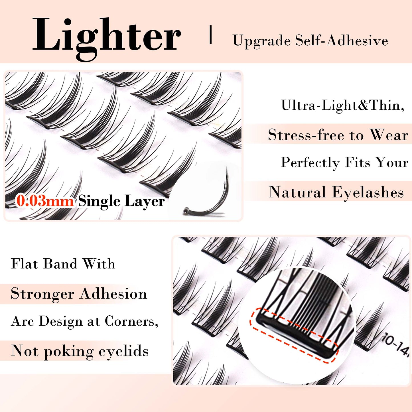 Self Adhesive Lash Clusters, Press-On Lashes (Natural Wispy)