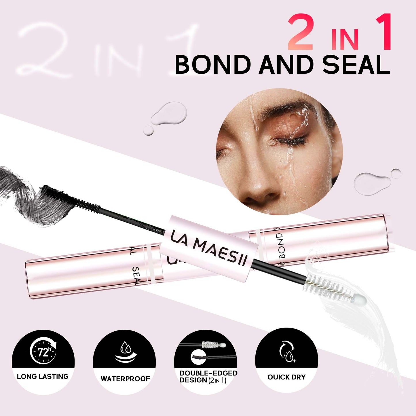 Lash Bond and Seal Lash Remover, Lash Clusters Glue Use 2 Pack