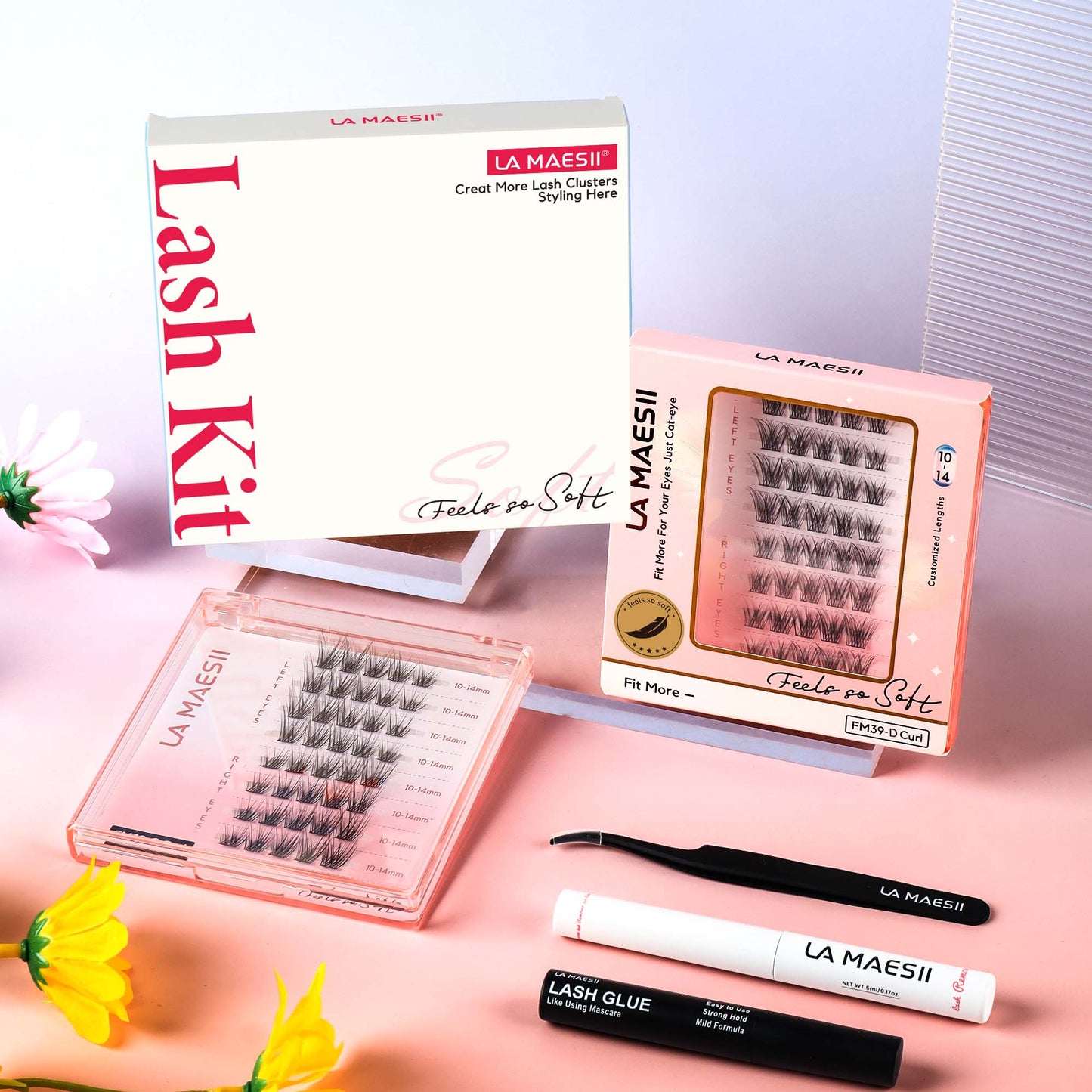 Lash Clusters Kit, with Lash Glue Remover Applicator DIY at Home(Cat Eye-D-Kit)