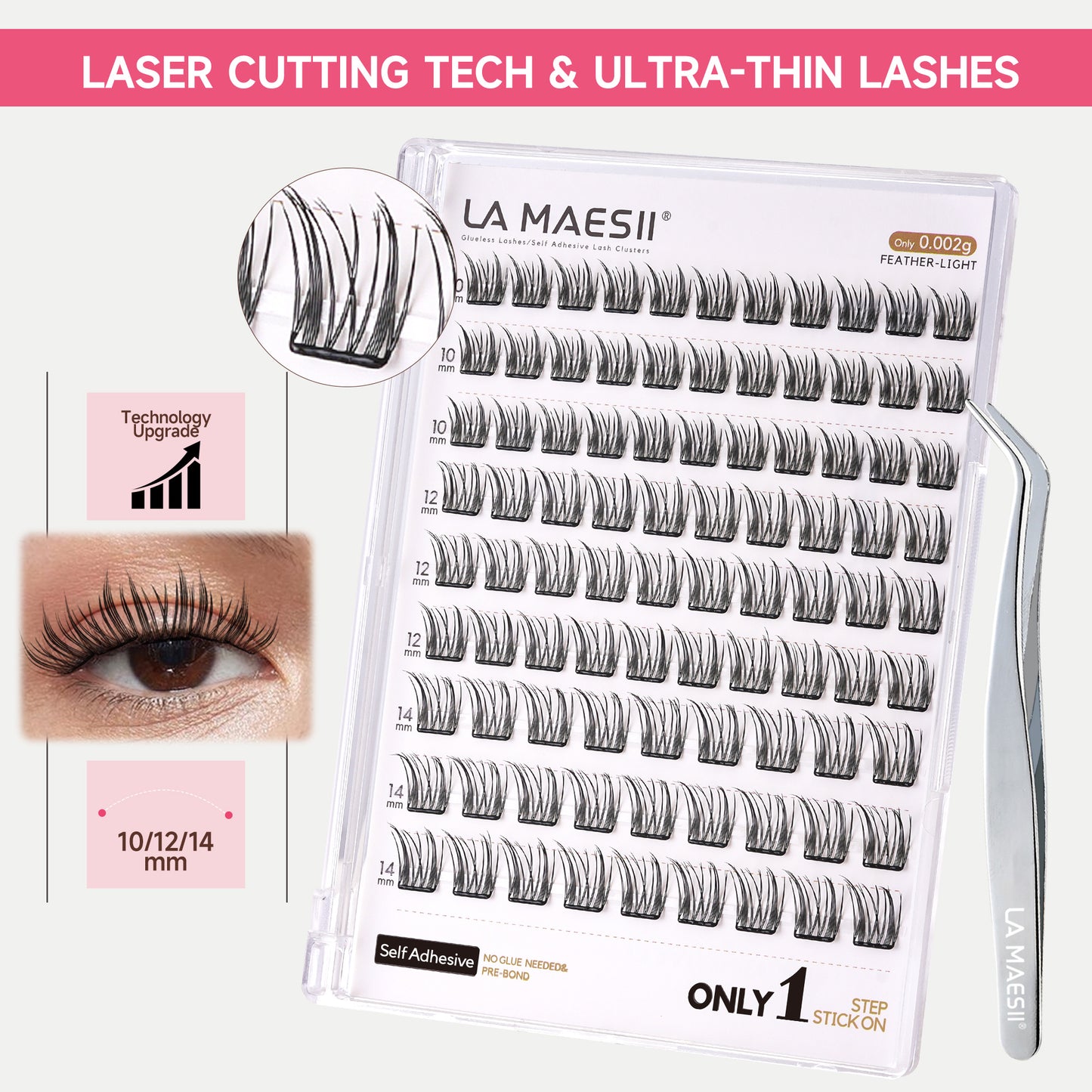 Self Adhesive Eyelashes Kit, No Glue Needed (Natural Wipsy)