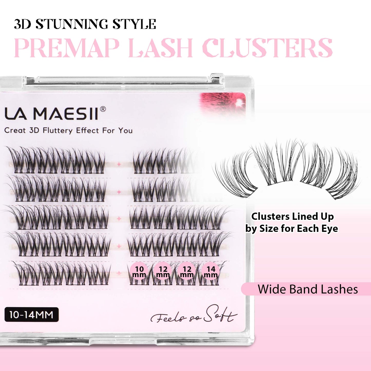 Lash Clusters 10-14mm Multi-layer Lashes Soft Thin&Wide Band Reusable (46)