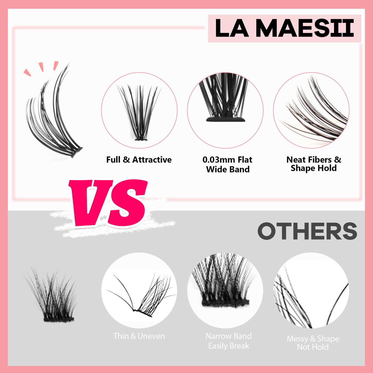 Lash Clusters 10-16mm Faux Mink Lashes Flat Band Reusable (30D)