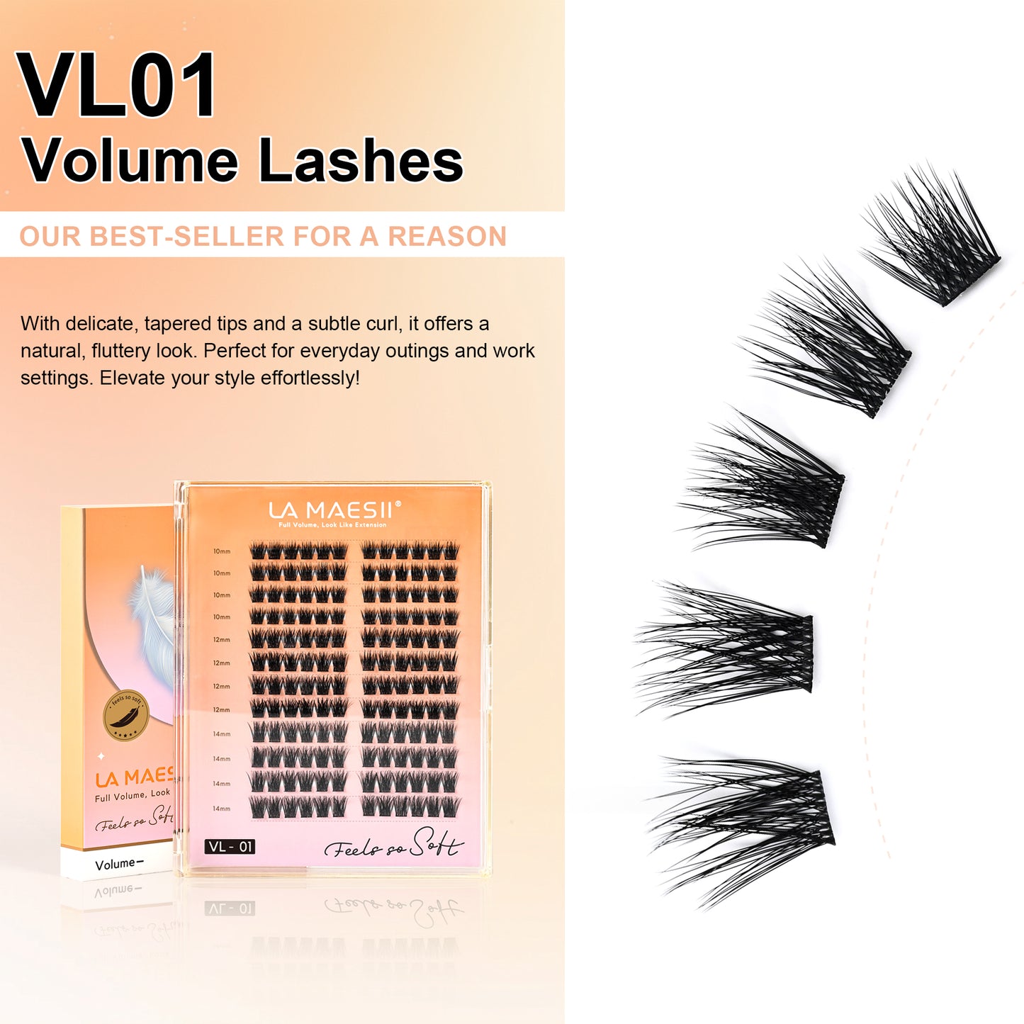 Lash Clusters 144PCS Super Soft Thin Band 10-12-14mm Plus Box(01C-Plus)