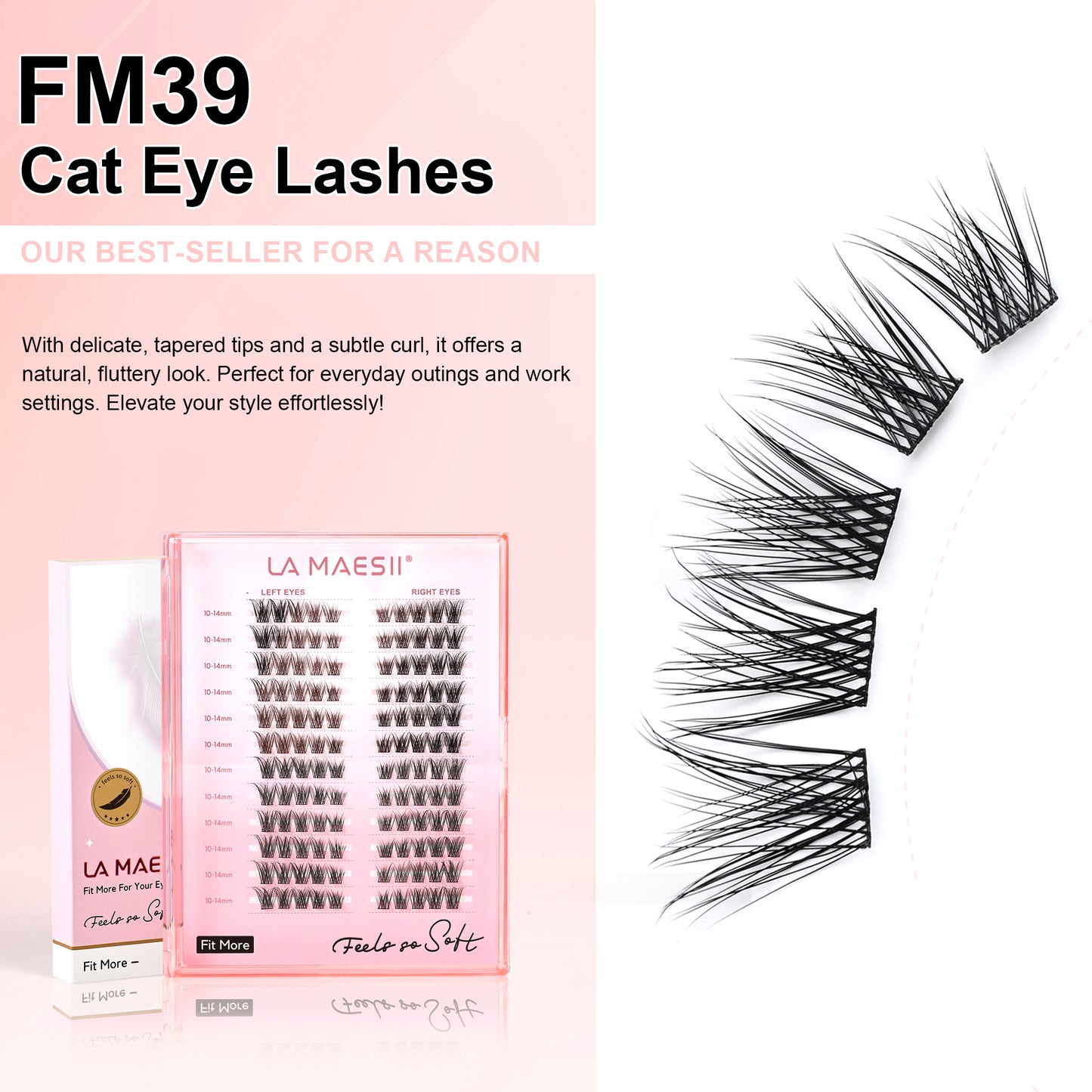 Lash Clusters 120PCS Super Soft Thin Band 10-14mm Plus Box(39C-Plus)