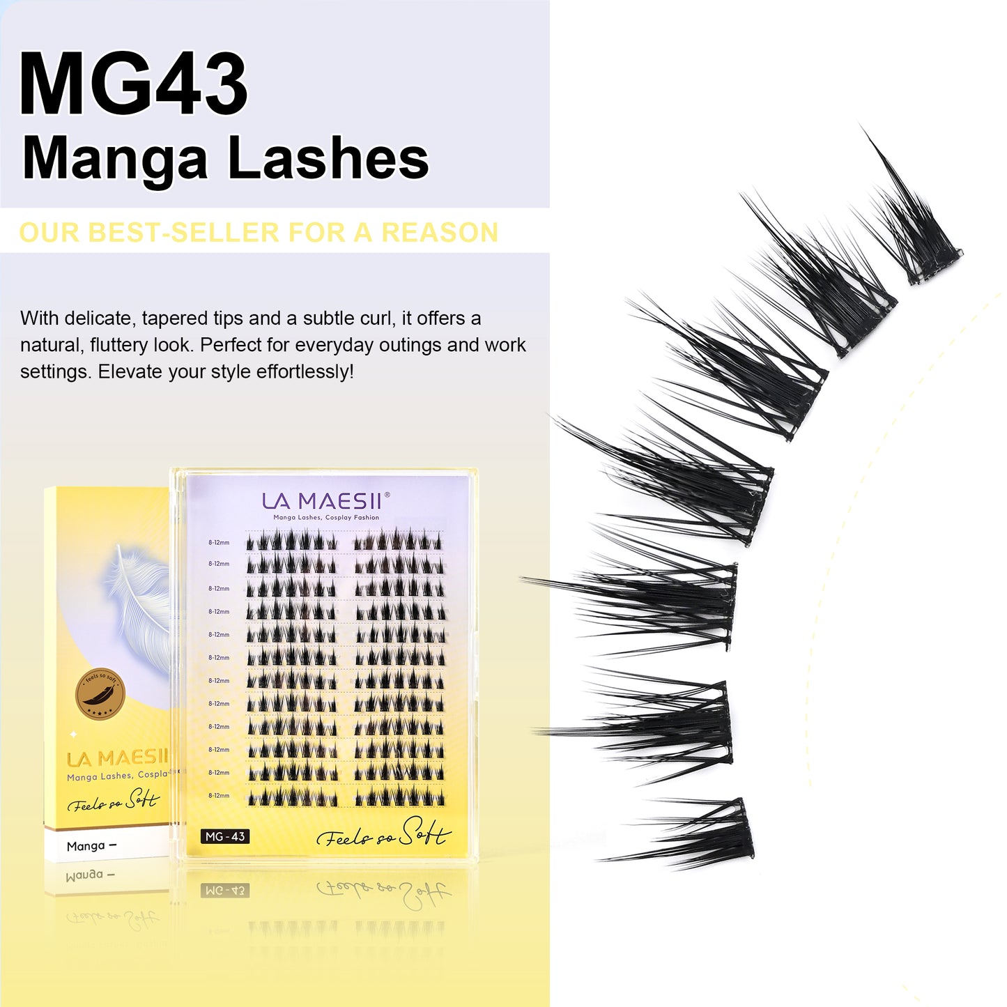 Manga Lash Clusters 168PCS Soft Thin Band 8-12mm Plus Box(43C-Plus)