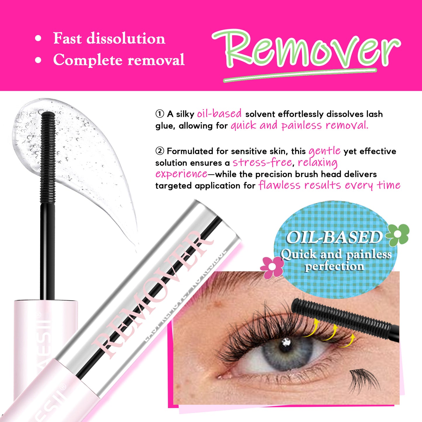 LA MAESII Lash Bond and Remover, 2 in 1 Lash Cluster Glue and Lash Remover for Eyelash Clusters