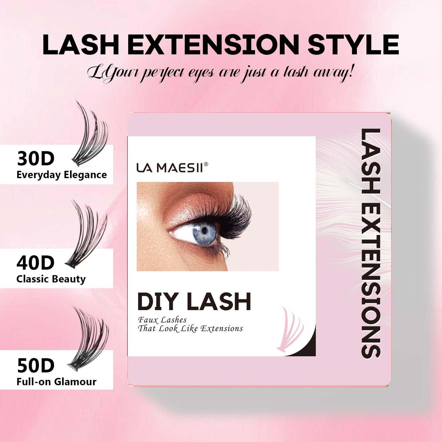 Lash Clusters 10-16mm Faux Mink Lashes Flat Band Reusable (30D)