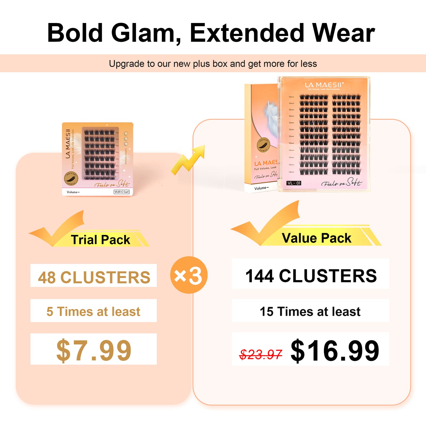 Lash Clusters 144PCS Super Soft Thin Band 10-12-14mm Plus Box(01C-Plus)