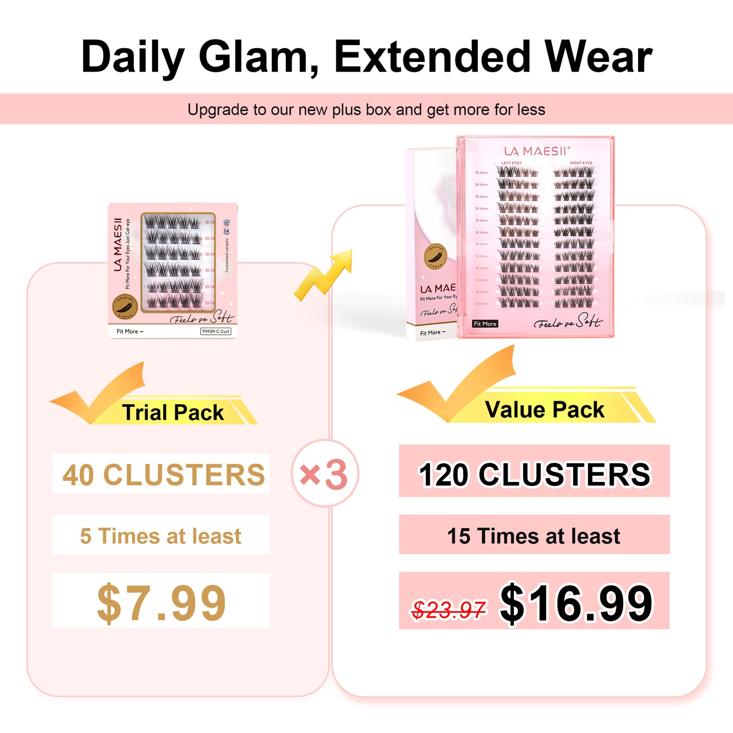 Lash Clusters 120PCS Super Soft Thin Band 10-14mm Plus Box(39C-Plus)