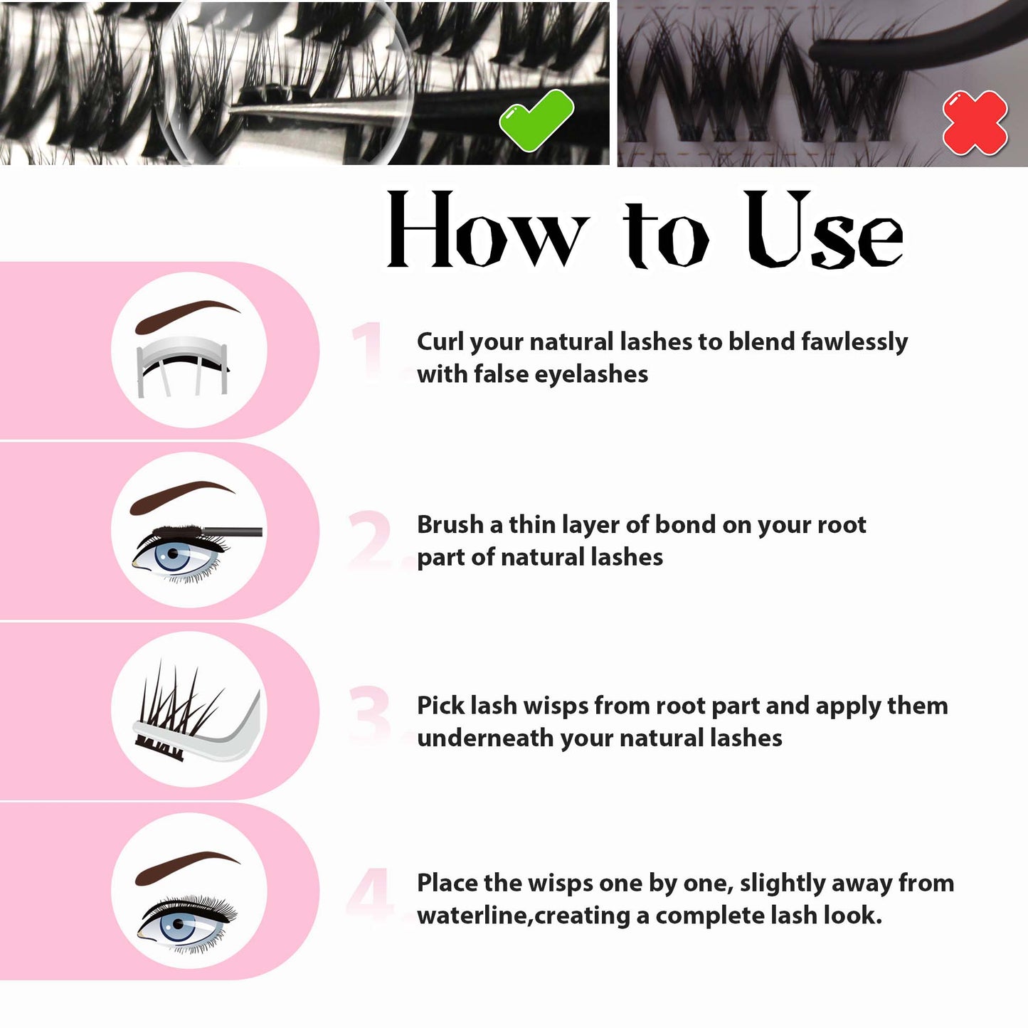 Lash Clusters 10-14mm Multi-layer Lashes Soft Thin Band Reusable (06)