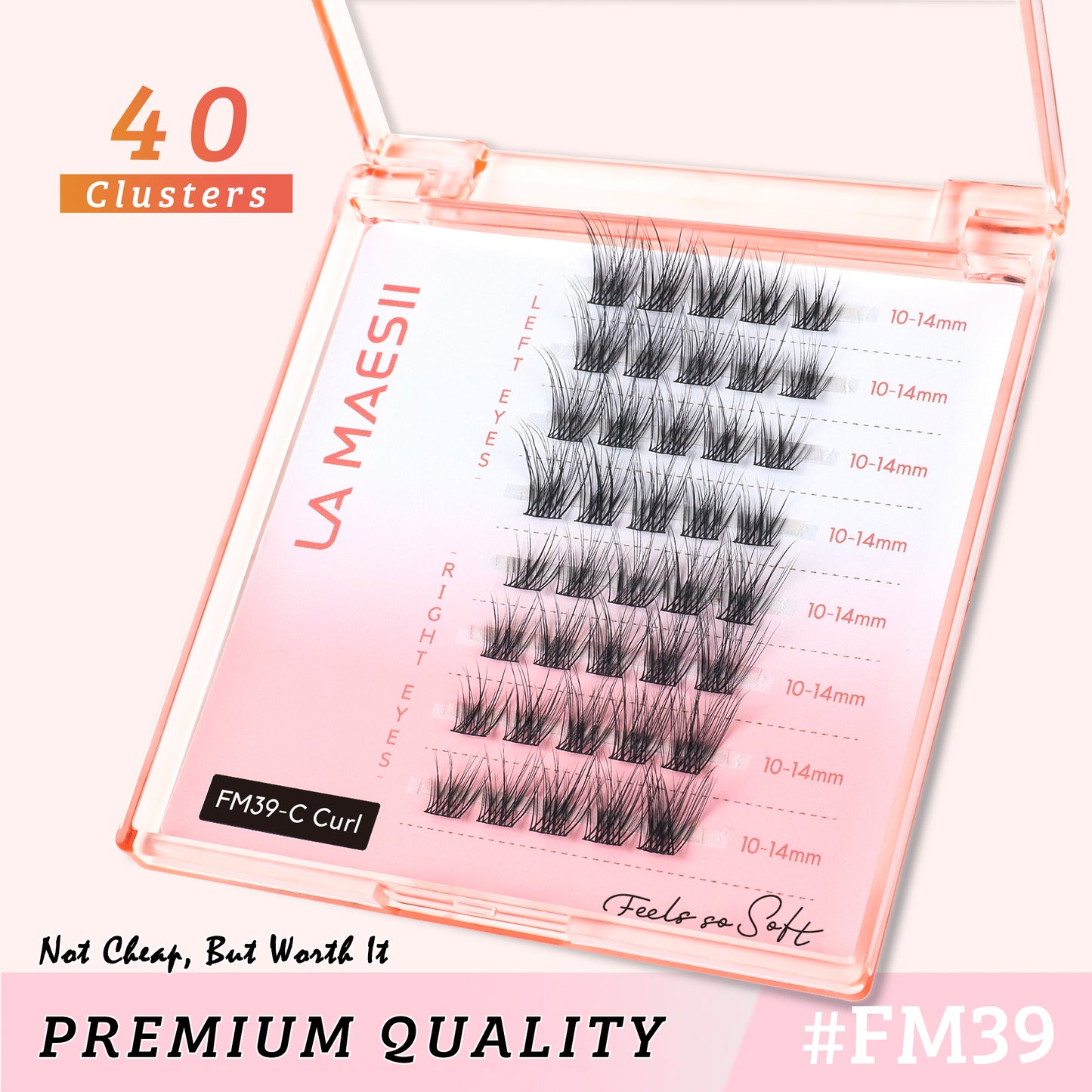 Lash Clusters 40 Clusters False Eyelashes 10-14mm (Cat Eye-D)