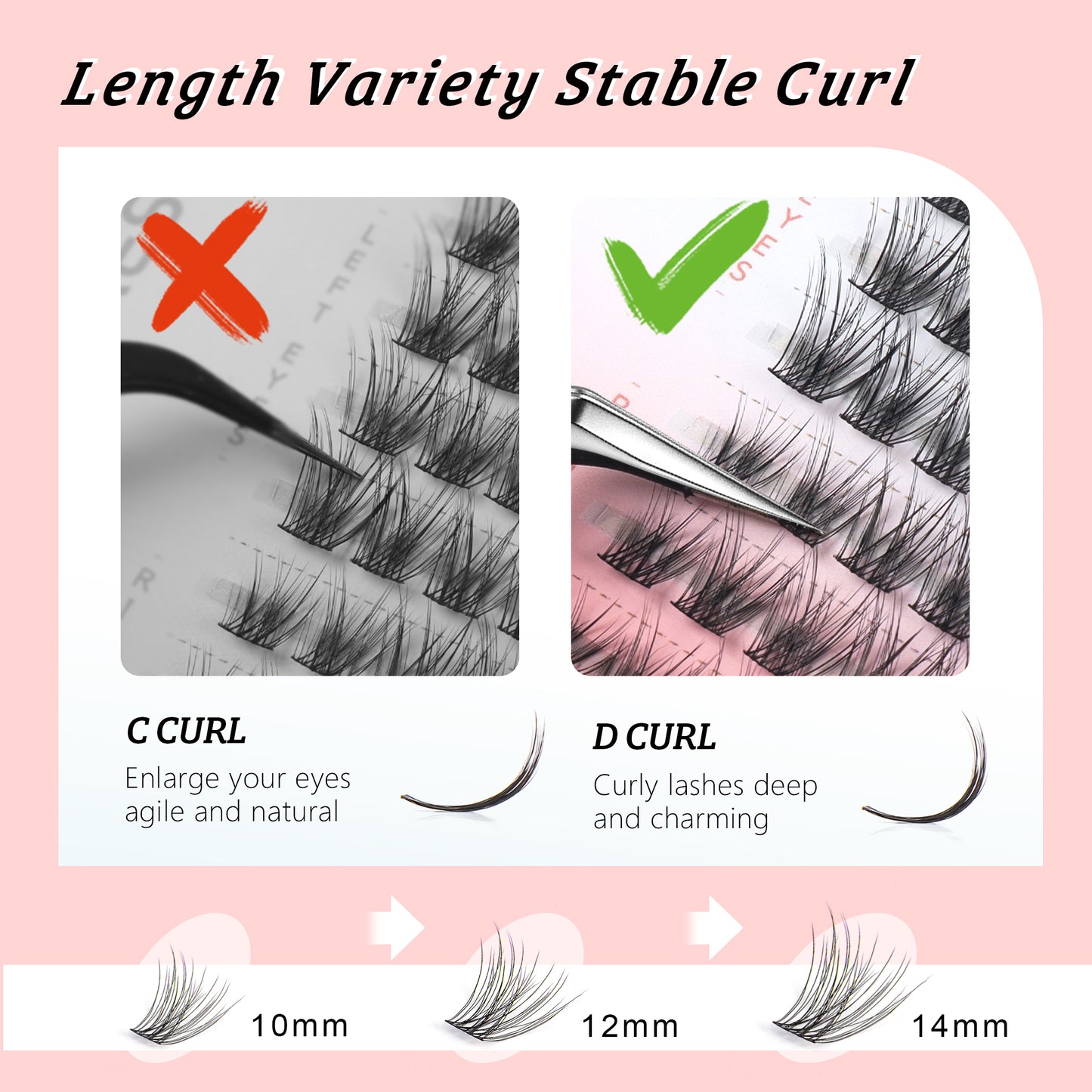 Lash Clusters 40 Clusters False Eyelashes 10-14mm (Cat Eye-D)