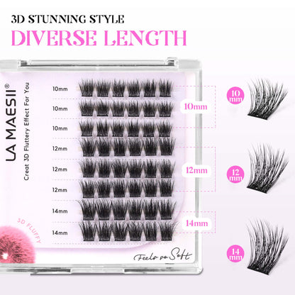 Lash Clusters Kit 10-14mm Lashes with Lash Glue & Applicator Soft Thin Band (01-Kit)