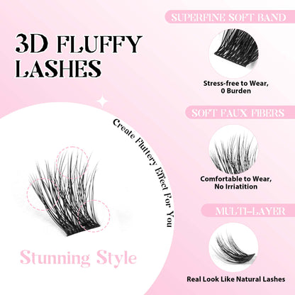 Lash Clusters 10-14mm Multi-layer Lashes Soft Thin Band Reusable (01)