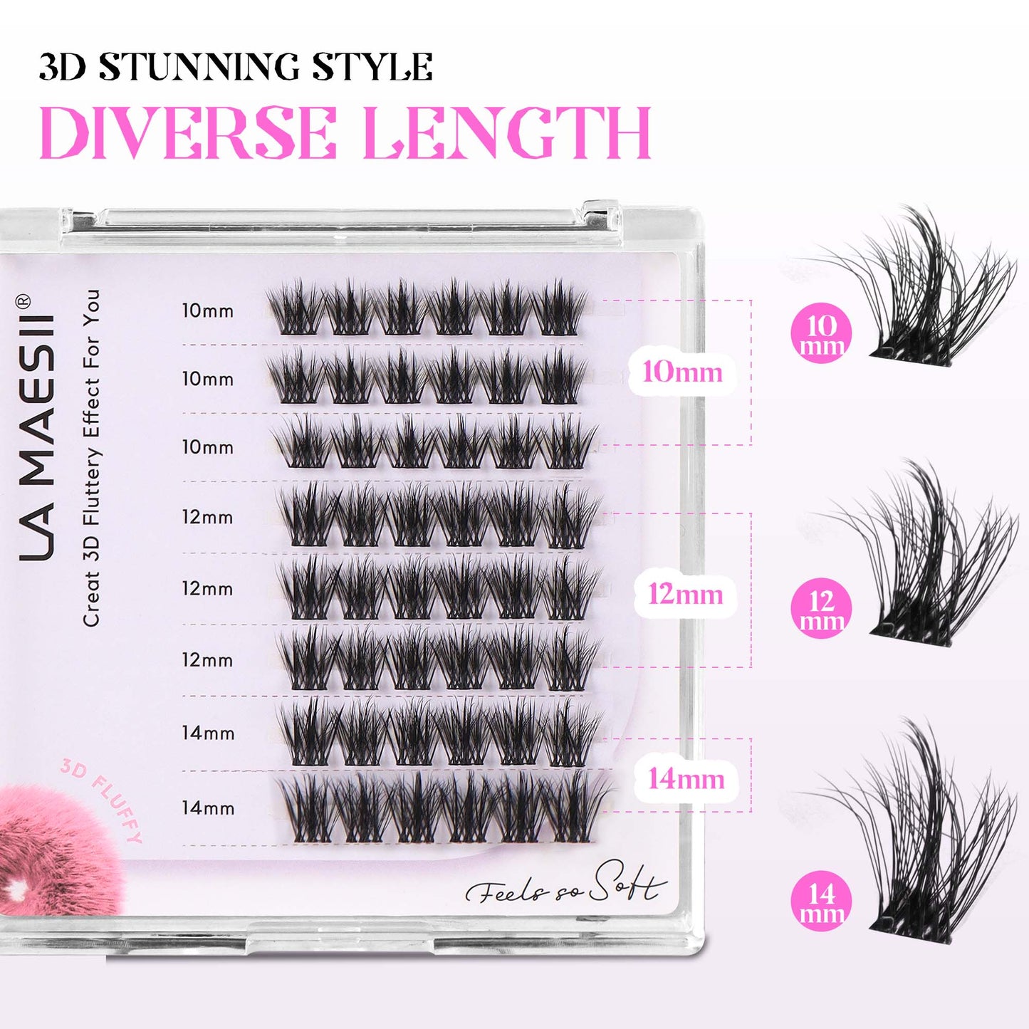 Lash Clusters Kit 10-14mm Lashes with Lash Glue & Applicator Soft Thin Band (06-Kit)