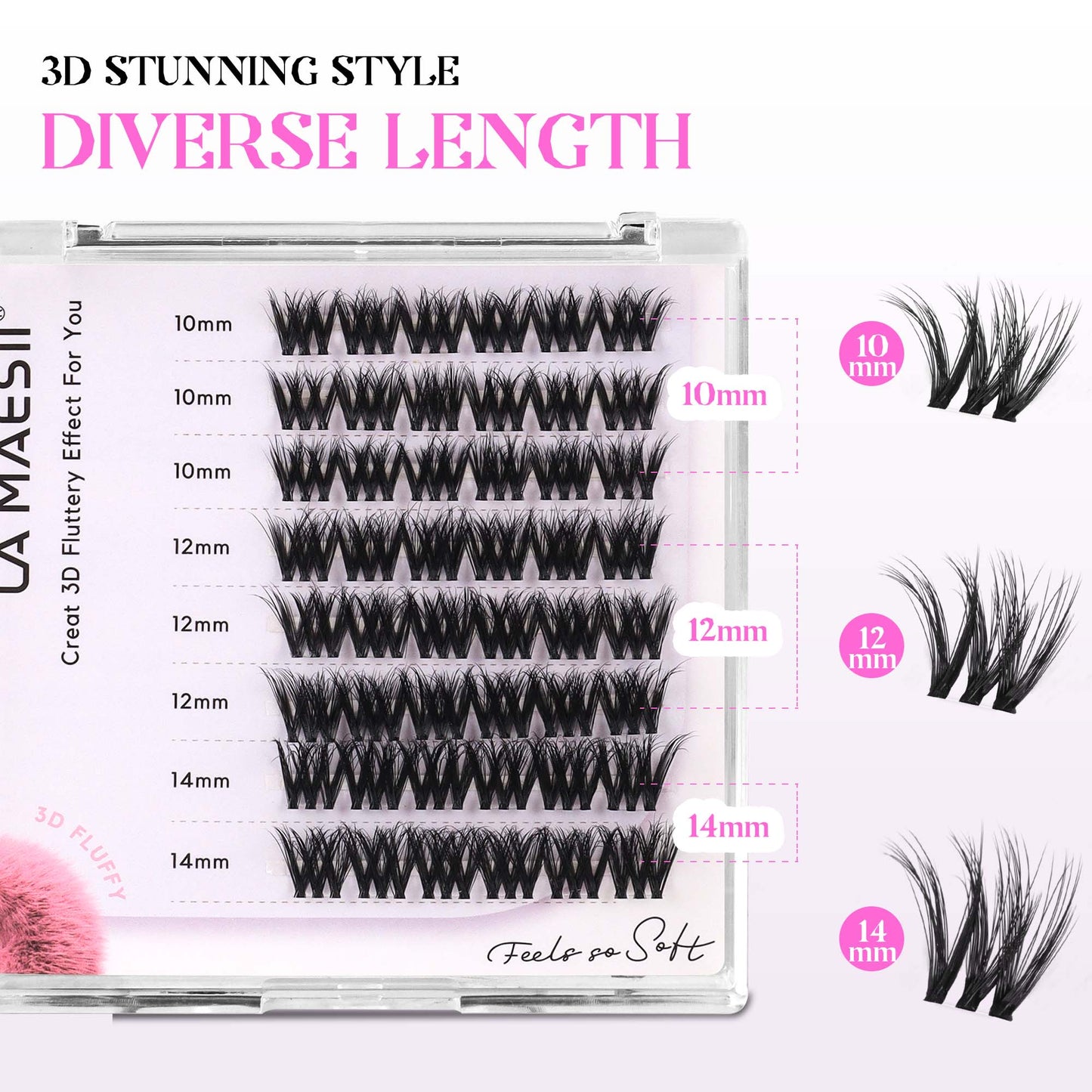 Lash Clusters Kit 10-14mm Lashes with Lash Glue & Applicator Soft Invisible Band (08-Kit)