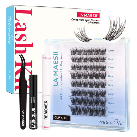 Lash Clusters Kit, with 48 Clusters Lash Glue Remover Applicator (Wispy-C-Kit)