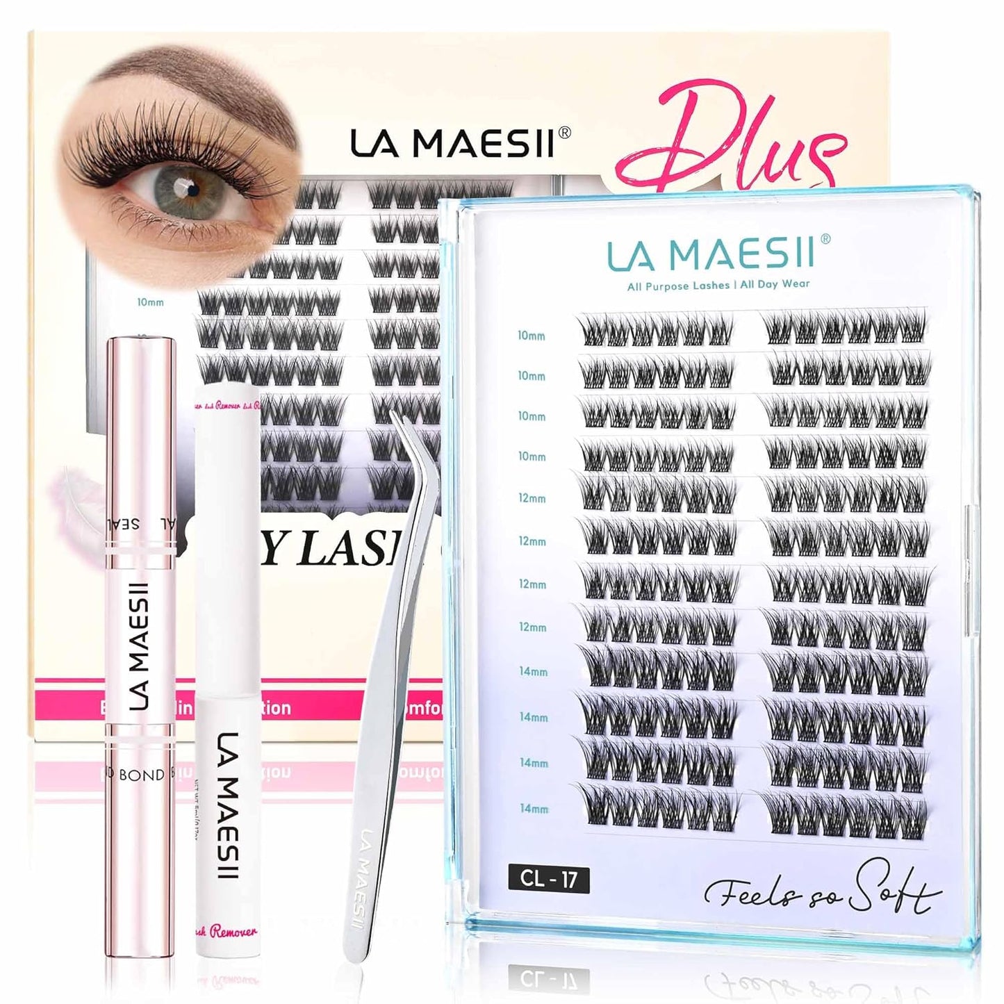 Lash Clusters Kit with Clusters Lash Glue Remover Applicator Large(17C-KitPlus)