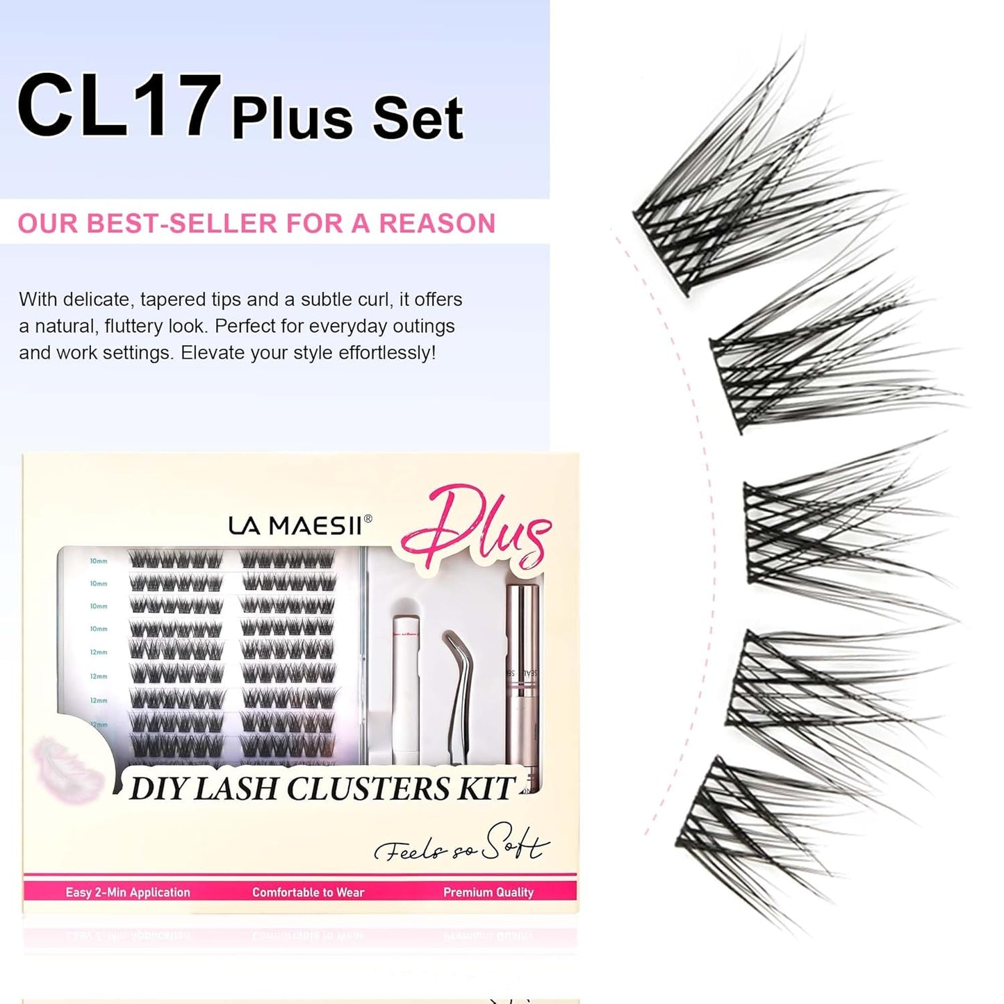 Lash Clusters Kit with Clusters Lash Glue Remover Applicator Large(17C-KitPlus)