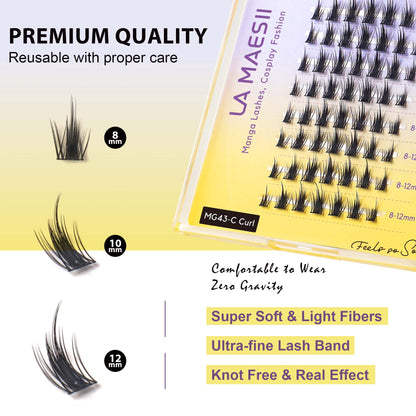 Lash Clusters Kit, with Lash Glue Remover Applicator Home DIY(Manga-Kit)