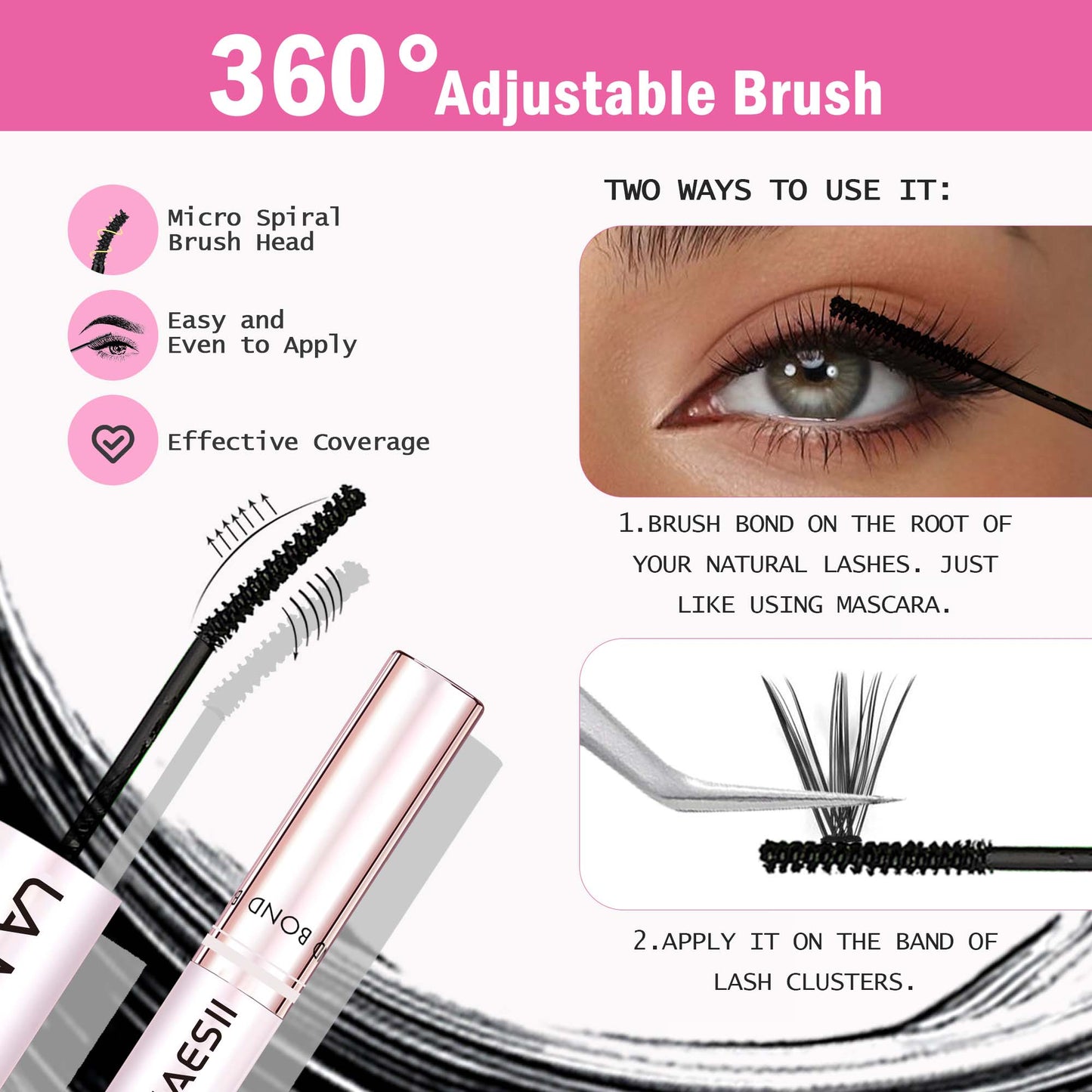 Lash Cluster Glue Lash Bond and Seal Waterproof 2-in-1 Eyelash Glue