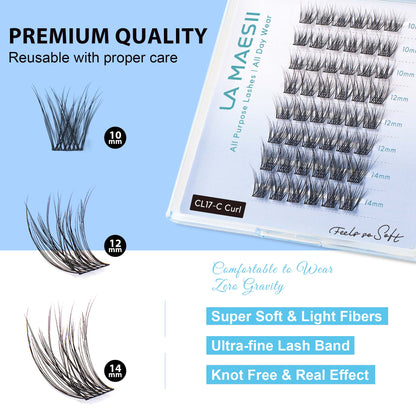 Lash Clusters Kit, with 48 Clusters Lash Glue Remover Applicator (Wispy-C-Kit)