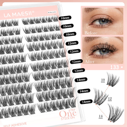 Self Adhesive Eyelashes, 120Pcs Clear Band Lash Clusters (SC133)