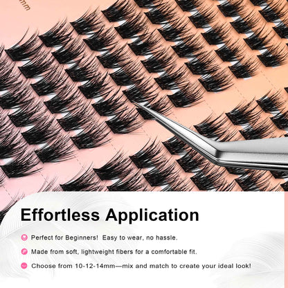 Lash Clusters Kit 144Pcs with Clusters Lash Glue Remover Applicator(01C-KitPlus)