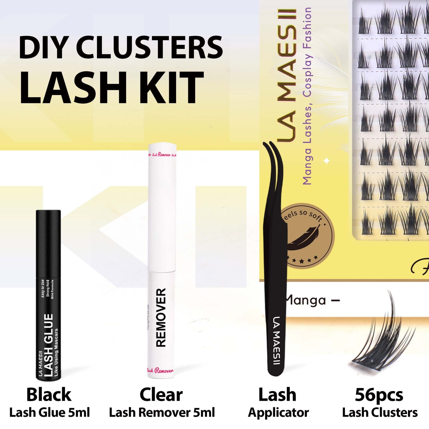 Lash Clusters Kit, with Lash Glue Remover Applicator Home DIY(Manga-Kit)