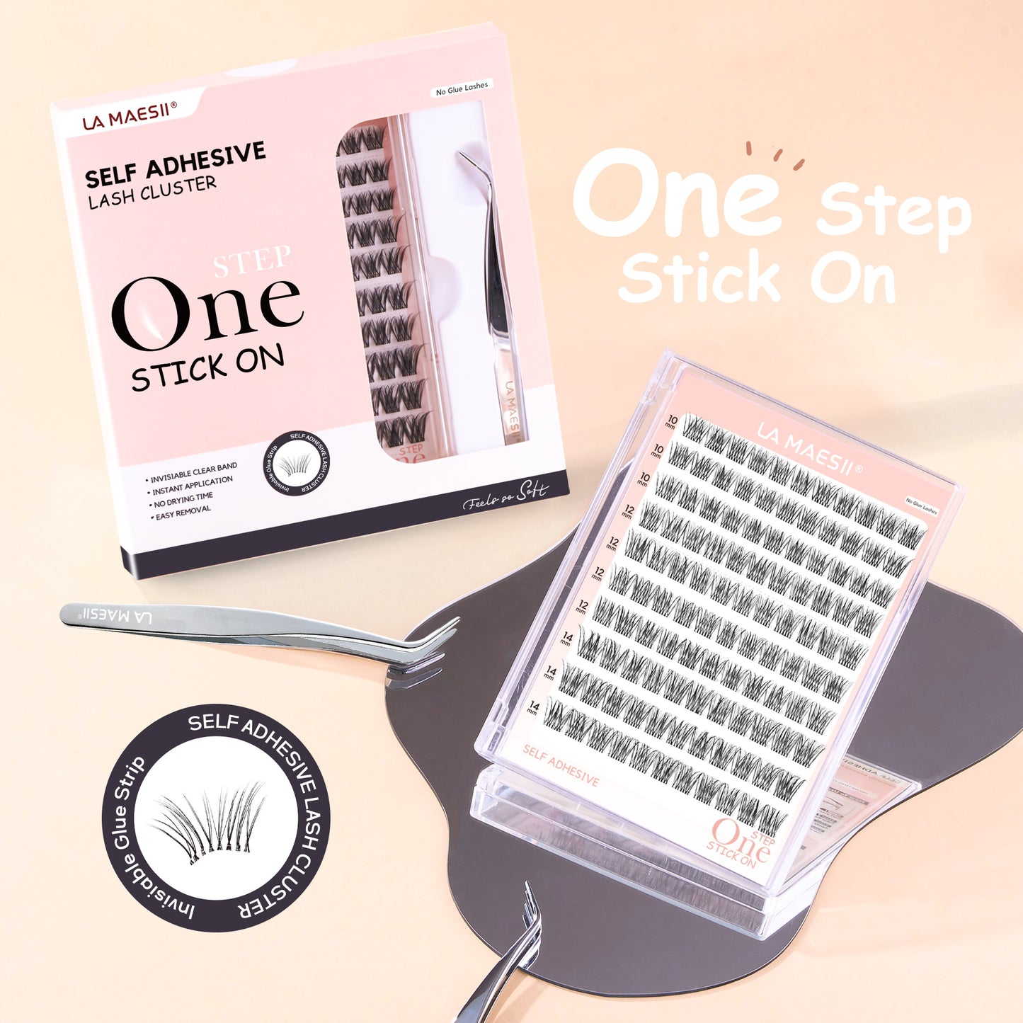Self Adhesive Eyelashes, 120Pcs Clear Band Lash Clusters (SC133)