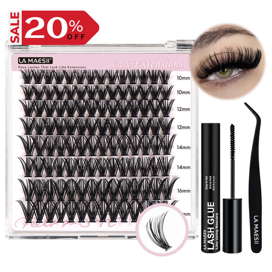 Lash Extension Kit 10-16mm Lashes with Lash Glue and Lash Applicator (50D-Kit)