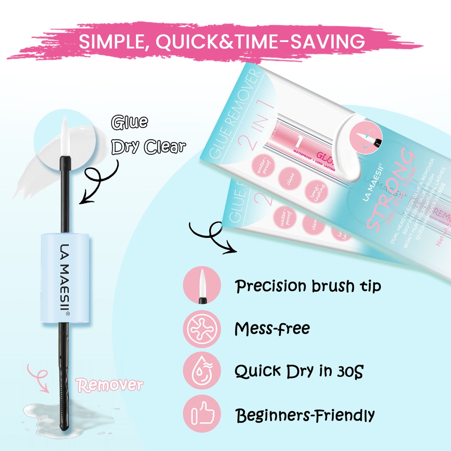 LA MAESII 2 In 1 Lash Bond and Remover (Clear)