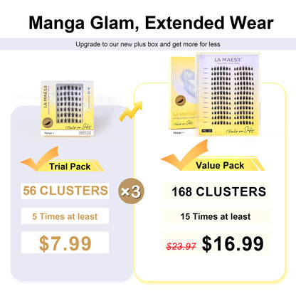 Manga Lash Clusters 168PCS Soft Thin Band 8-12mm Plus Box(43C-Plus)