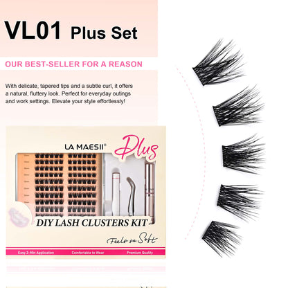 Lash Clusters Kit 144Pcs with Clusters Lash Glue Remover Applicator(01C-KitPlus)