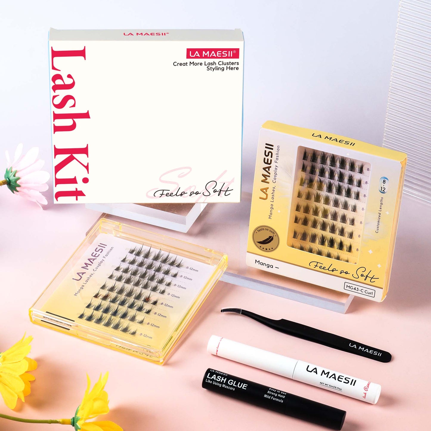 Lash Clusters Kit, with Lash Glue Remover Applicator Home DIY(Manga-Kit)