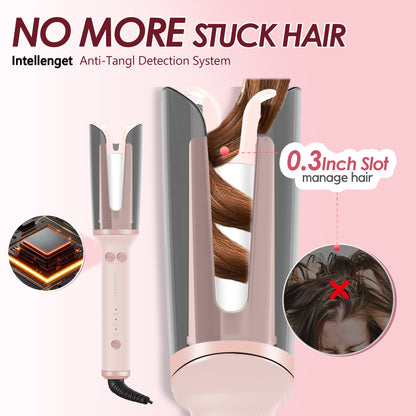 Automatic Rotating Curling Iron, 1 inch Hair Curler (Pink)