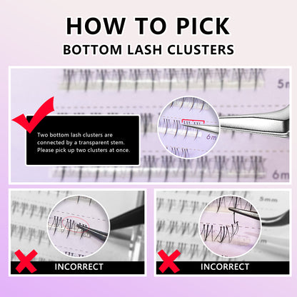 Bottom Lash Clusters 96pcs Natural Look Soft - 5mm/6mm (Bottom10)