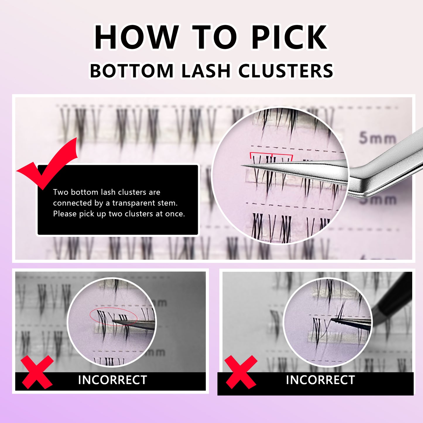 Bottom Lash Clusters Clear Band - 5mm/6mm (Bottom11)