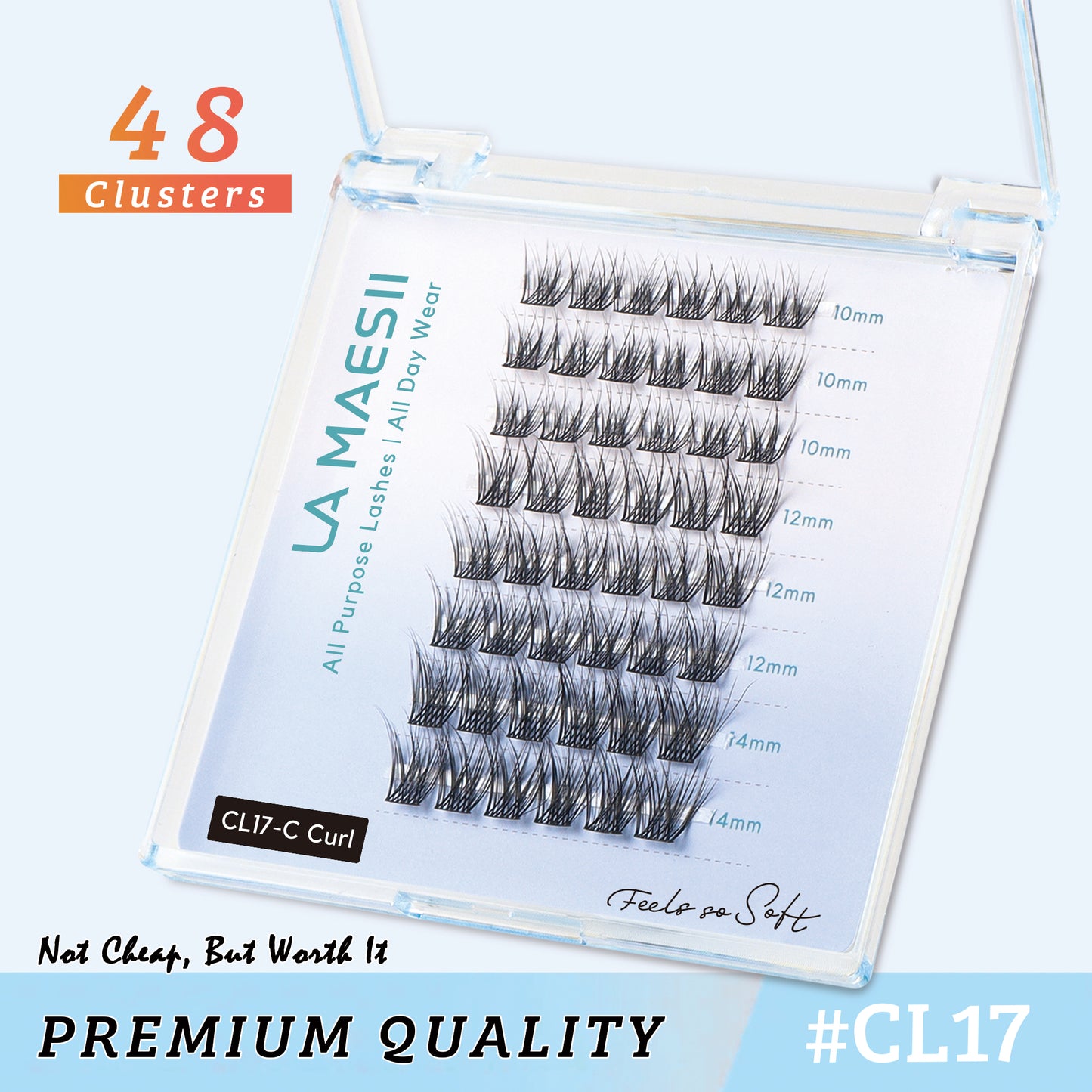 Lash Clusters 48 Clusters 10-14mm (Wispy-C)