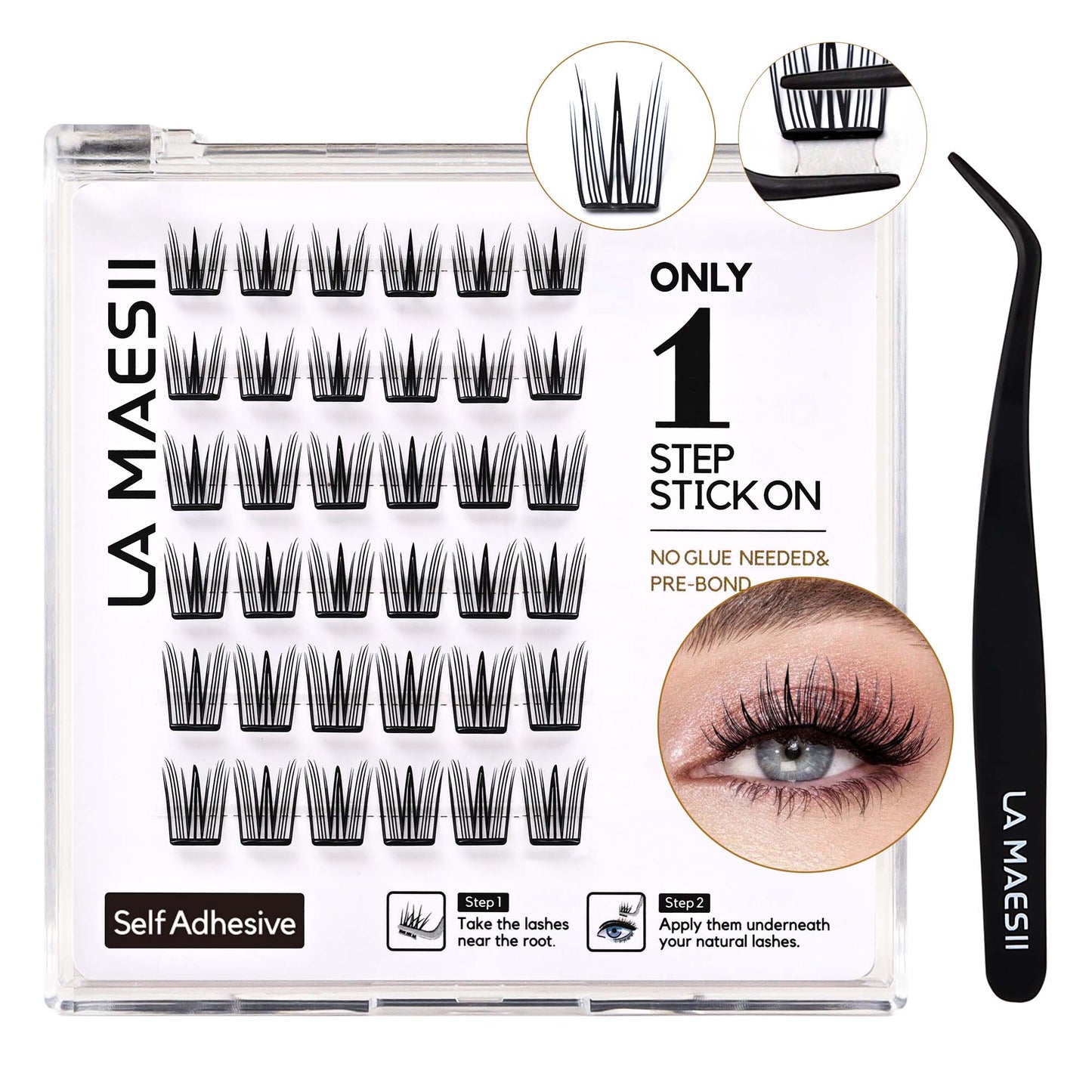 Self Adhesive Lash Clusters, Press-On Lashes (Hybrid)